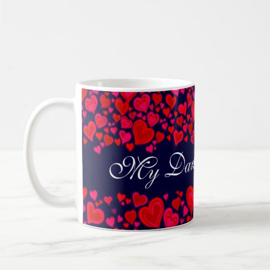 "My Darling Valentine" coeur mug rose rouge (Gauche)
