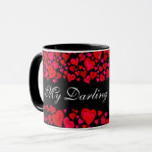My Darling Valentine coeur rouge rose noir mug (Devant gauche)