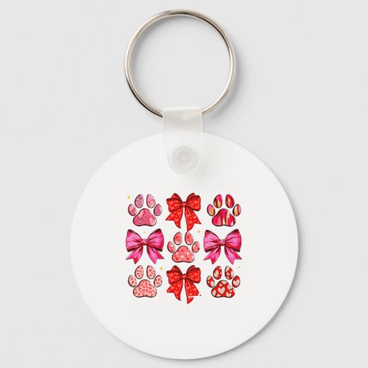 My Dog Is My Valentine Coquette Bow Dog Paw Valent Sleutelhanger (Voorkant)