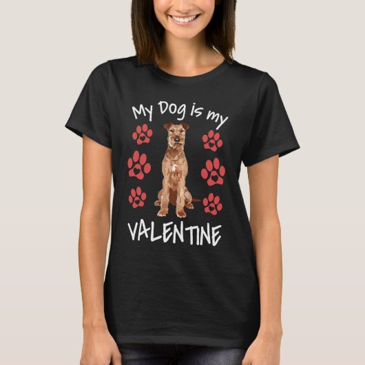 My Dog Is My Valentine Cute Irish Terrier Dog Paw  T-shirt (Voorkant)