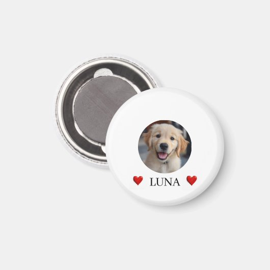 My Dog Personalized Photo & Name & Hearts Magnet Magneet (Voorkant / Achterkant)