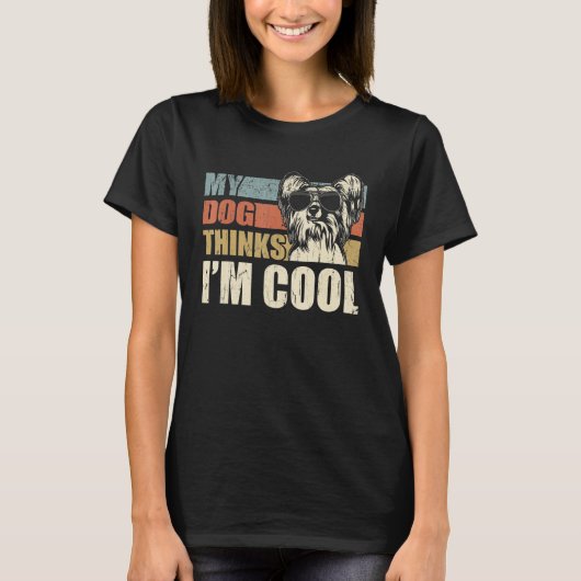 My Dog Thinks I'm Cool Chinese Crested Retro Dad T-shirt (Voorkant)