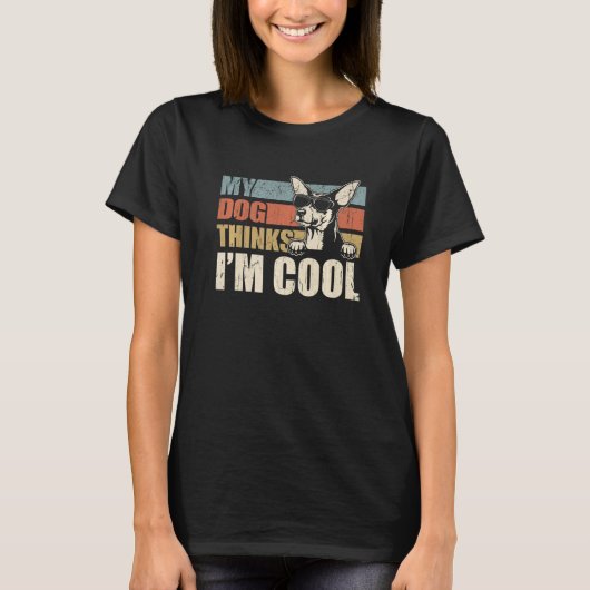 My Dog Thinks I'm Cool Toy Fox Terrier Retro Dad T-shirt (Voorkant)