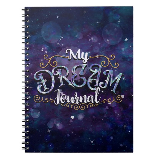 My Dream Journal Indigo Violet Hearts & Stars (Devant)