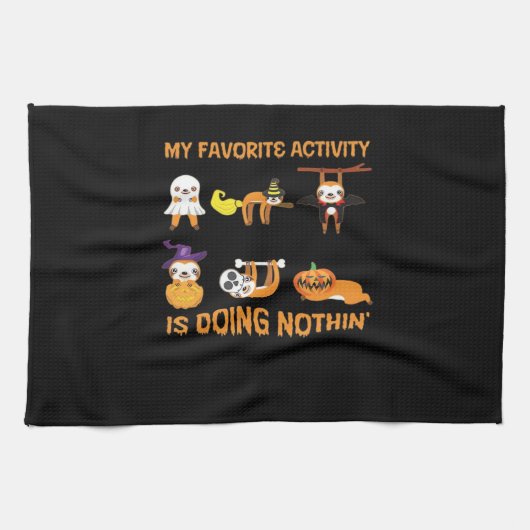 My Favorite Activity Is Doing Nothin' Retro Sloth Theedoek (Horizontaal)