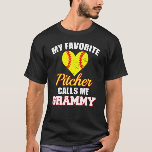 My Favorite Pitcher Calls Me Grammy Pitcher Softba T-shirt (Voorkant)