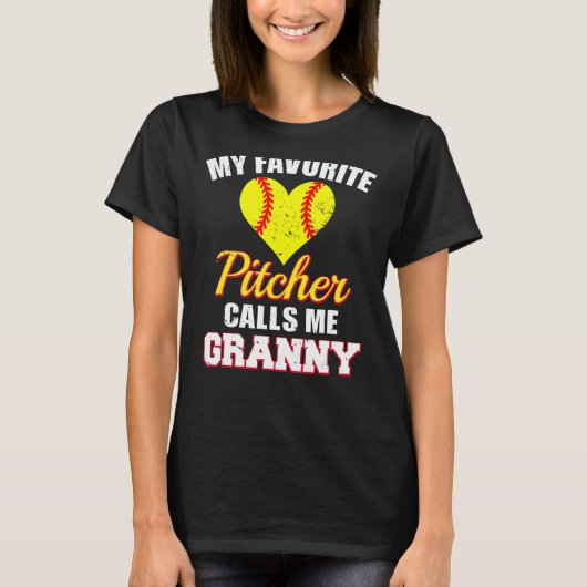 My Favorite Pitcher Calls Me Granny Pitcher Softba T-shirt (Voorkant)