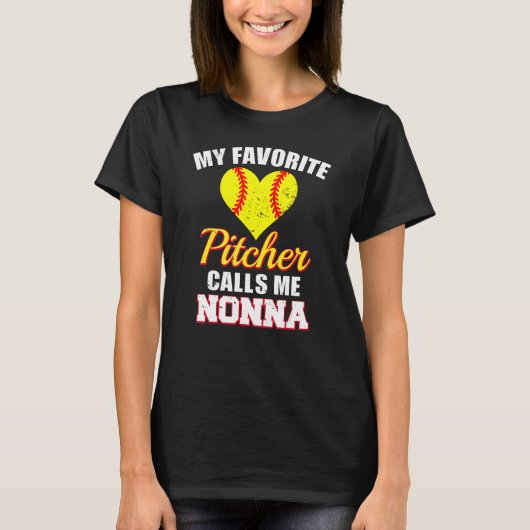 My Favorite Pitcher Calls Me Nonna Pitcher Softbal T-shirt (Voorkant)