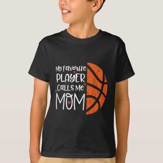 My Favorite Player Calls Me Mom Bysketbyll Gift Bb T-shirt (Voorkant)