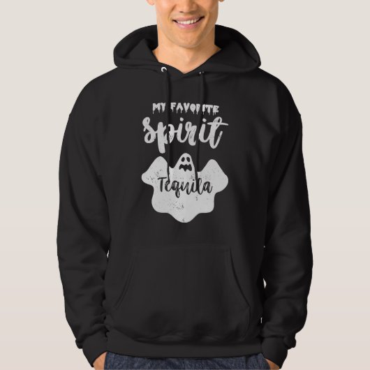 My Favorite Spirit Tequila  Ghost Booze Halloween Hoodie (Voorkant)