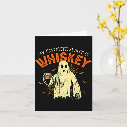 My Favorite Srit Is Whiskey Funny Ghost Halloween Kaart (Gele Bloem)