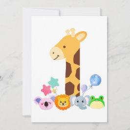 My First Birthday. Giraffe and Happy Animals Desig Bedankkaart