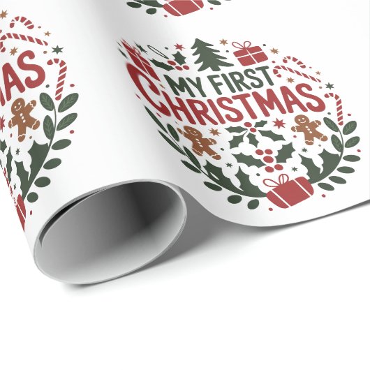 My First Christmas 1st Xmas Family Matching Baby Cadeaupapier (Rol Hoek)