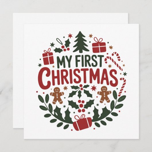 My First Christmas 1st Xmas Family Matching Baby Feestdagenkaart (Voorkant / Achterkant)