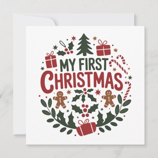 My First Christmas 1st Xmas Family Matching Baby Feestdagenkaart (Voorkant)