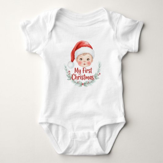 My First Christmas Baby Pine Holiday Romper (Voorkant)