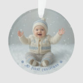 My First Christmas Blue Personalized Photo (devant)