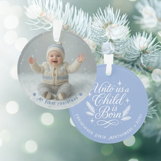My First Christmas Blue Personalized Photo
