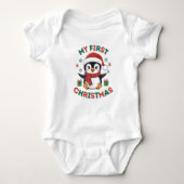 My First Christmas Cute Winter Christmas Penguin  Romper (Voorkant)