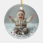 My First Christmas Personalized Photo Keramisch Ornament (Voorkant)