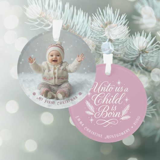 My First Christmas Pink Personalized Photo Ornament