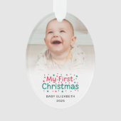 My First Christmas Red and Green Cute Baby Photo (devant)