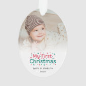 My First Christmas Red and Green Cute Baby Photo (dos)