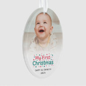 My First Christmas Red and Green Cute Baby Photo (devant)