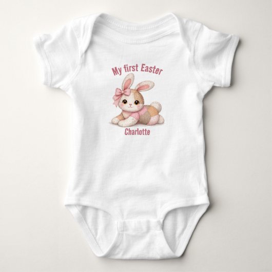 My First Easter Patchwork Bunny Baby T-Shirt (Voorkant)
