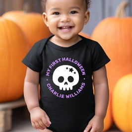 My first Halloween cute skull with stars and name Romper