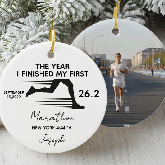 My First Marathon 26.2 Custom Name & Photo Keramisch Ornament