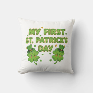My First St. Patrick's Day | Cute Kawaii Shamrock  Kussen