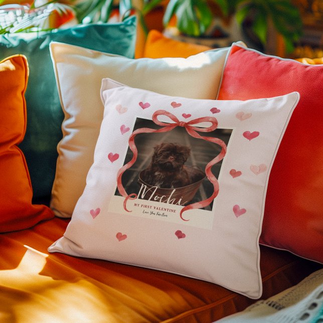 My First Valentine Personalized Pet Photo Pillow Kussen (Creator heeft geüpload)