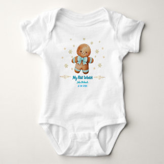 My First Winter Gingerbread Man Custom Romper