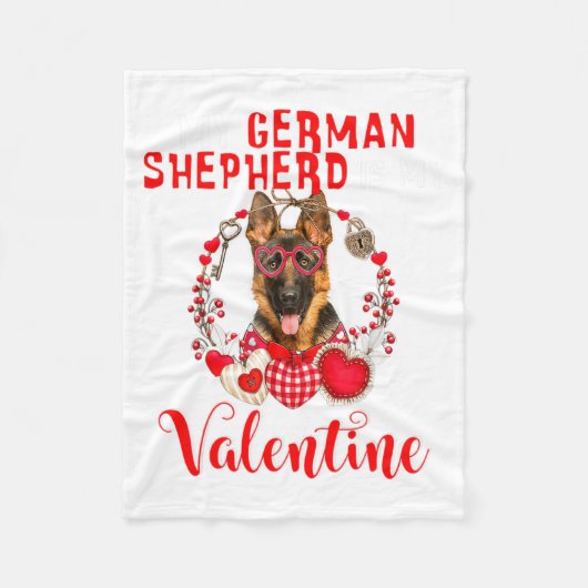 My German Shepherd Is My Valentine Funny Dog Lover Fleece Deken (Voorkant)