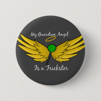 "My Guardian Angel is een Trickster" Gabriel Butto Ronde Button 5,7 Cm