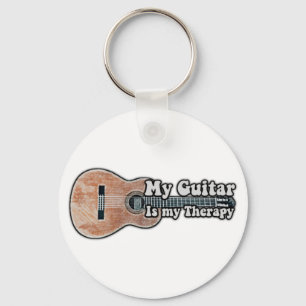 My guitar is my therapy. vintage brown guitar sleutelhanger