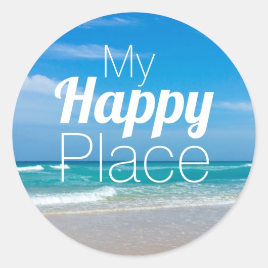 My Happy Place Belle Plage Sticker rond (Devant)