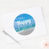 My Happy Place Belle Plage Sticker rond (Enveloppe)