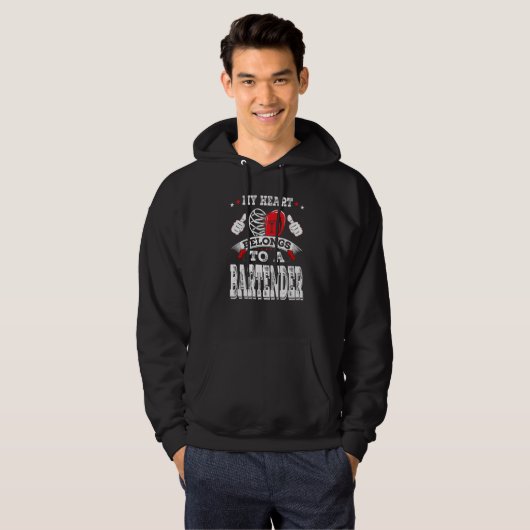 My Heart Belongs To A Bartender Valentine Day Hoodie (Voorkant volledig)
