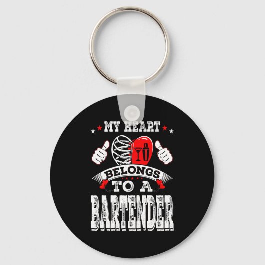 My Heart Belongs To A Bartender Valentine Day  Sleutelhanger (Voorkant)