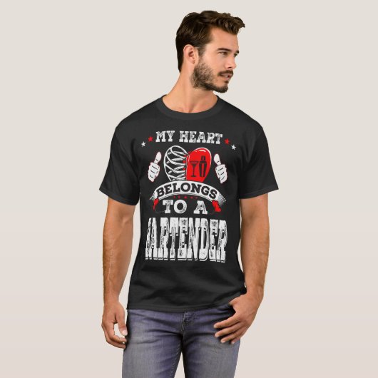 My Heart Belongs To A Bartender Valentine Day T-shirt (Voorkant volledig)