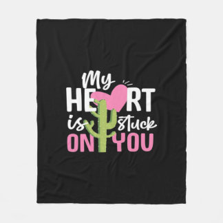 My Heart Is Stuck On You Cactus Heartfelt Design Fleece Deken