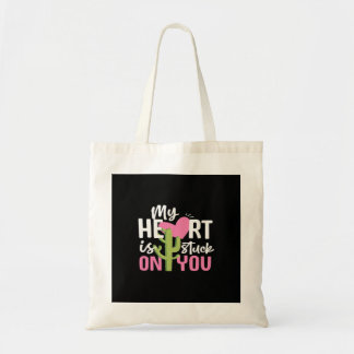My Heart Is Stuck On You Cactus Heartfelt Design Tote Bag