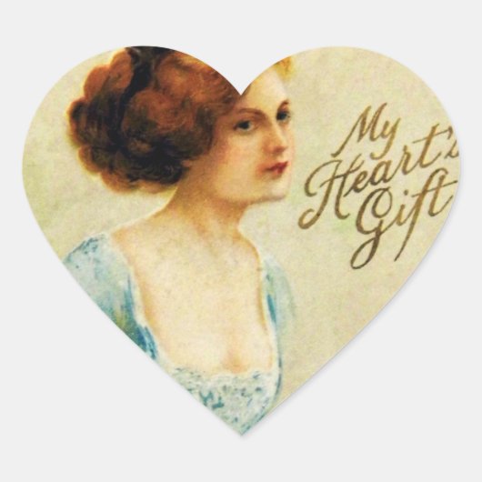 My Heart's Gift Victoriaans Valentijnsdag Hart Sticker (Voorkant)