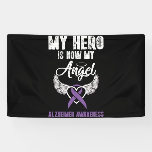 My Hero is Now My Angel Alzheimer Awareness Spandoek (Horizontaal)