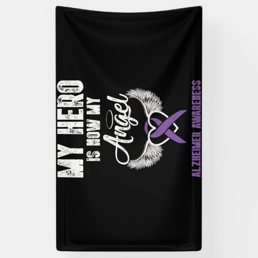 My Hero is Now My Angel Alzheimer Awareness Spandoek (Verticaal)