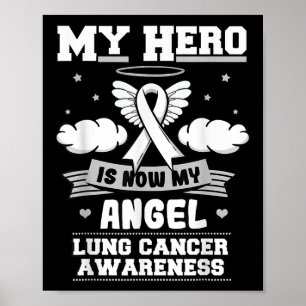 My Hero is Now My Angel Lung Cancer Awareness Poster