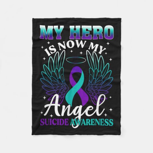 My Hero Is Now My Angel Suicide Purple Turquoise S Fleece Deken (Voorkant)