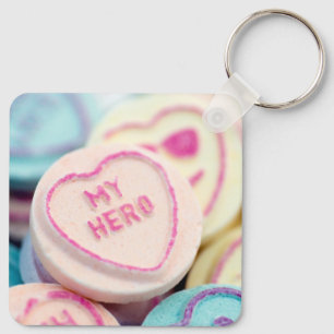 "My Hero" love hart sweets Keyring Sleutelhanger